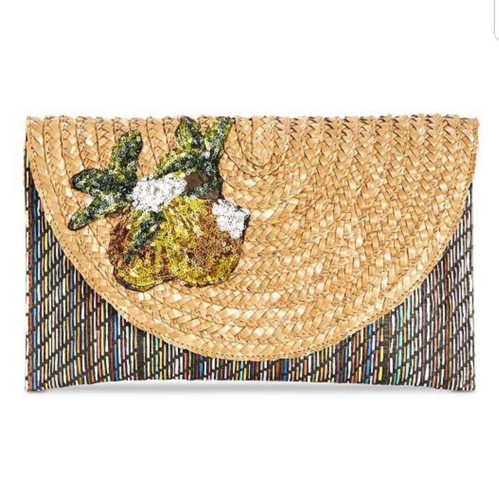 Betsey Johnson Coconut Straw Clutch